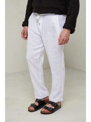 Lin Passion Spodnie w kolorze białym rozmiar: M/L. Białe spodnie materiałowe Lin Passion, na co dzień, l, bez wzorów, z bawełny. Za 158.47 zł.