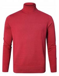 Bawełniany Męski Golf - Pako Jeans - Malinowa Czerwień. Czerwone golfy Pako Jeans, l, bez wzorów, z bawełny, bez ramiączek. Za 195.00 zł.