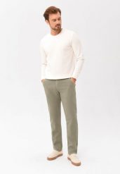 Lniane spodnie chinosy, Comfort Fit, R-LINN. Zielone eleganckie spodnie Volcano, na lato, m, z bawełny. Za 169.99 zł.