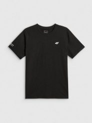 4F T-shirt regular gładki męski - czarny M. Czarne t-shirty 4F, m, bez wzorów, z bawełny, bez kołnierzyka, bez ramiączek. Za 69.99 zł.
