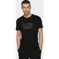 T-shirt męski TSM200 - głęboka czerń. T-shirty 4F, m, bez wzorów, bez kołnierzyka, bez ramiączek. Za 49.99 zł.