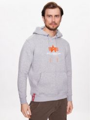 Alpha Industries Bluza Basic Hoody Rubber 178312RB Szary Regular Fit. Szare bluzy Alpha Industries, m, bez wzorów, z bawełny, bez kaptura. Za 349.00 zł.
