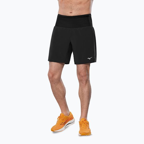 Spodenki do biegania męskie Mizuno Multi Pocket 2in1 7.5. Czarne odzież kompresyjna Mizuno, m, bez wzorów, z materiału, do biegania. Za 139.99 zł.