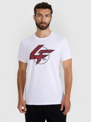4F T-shirt regular z nadrukiem męski - biały XXL. Białe t-shirty 4F, m, bez wzorów, z bawełny, bez kołnierzyka, bez ramiączek. Za 59.99 zł.