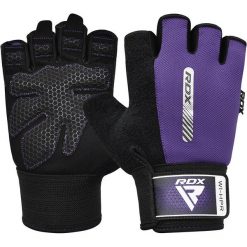 Rękawiczki fitness W1 - Z otwartymi palcami - Fioletowy – L. Fioletowe rękawiczki RDX SPORTS, bez wzorów, z bawełny. Za 300.20 zł.