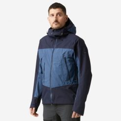 Kurtka trekkingowa męska Forclaz MT500 wodoodporna. Niebieskie kurtki FORCLAZ, l, bez wzorów, z materiału, bez kaptura. Za 599.99 zł.