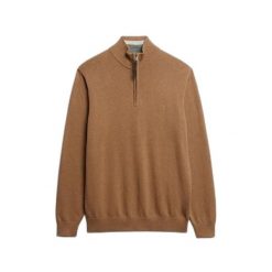 Czarny sweter z kołnierzem typu "camionneur" Superdry Essentials. Brązowe swetry nierozpinane Superdry, na zimę, m, bez wzorów, z bawełny, bez kołnierzyka, bez ramiączek. Za 327.70 zł.