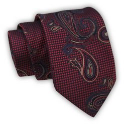 Krawat Alties (7 cm) - Bordowy, Duży Wzór Paisley. Czerwone krawaty i muchy Alties, bez wzorów, z tkaniny. Za 49.00 zł.