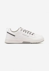 Biało-Szare Sznurowane Płaskie Buty Sportowe Sneakersy z Tłoczoną Podeszwą Elianne. Białe buty sportowe casual Born2be, bez wzorów, z jeansu, bez zapięcia. W wyprzedaży za 119.99 zł.