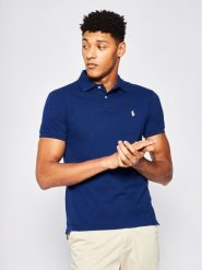 Polo Ralph Lauren Polo Core Replen 710795080 Granatowy Slim Fit. Niebieskie koszulki polo Polo Ralph Lauren, l, bez wzorów, z bawełny, bez kołnierzyka, bez ramiączek. Za 419.99 zł.