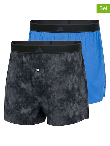 Adidas Bokserki (2 pary) w kolorze niebiesko-antracytowym rozmiar: L. Czarne bokserki Adidas, l, bez wzorów. Za 81.95 zł.