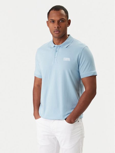 KARL LAGERFELD Polo 745780 561235 Błękitny Regular Fit. Niebieskie koszulki polo KARL LAGERFELD, m, bez wzorów, z bawełny, bez kołnierzyka, bez ramiączek. Za 309.99 zł.