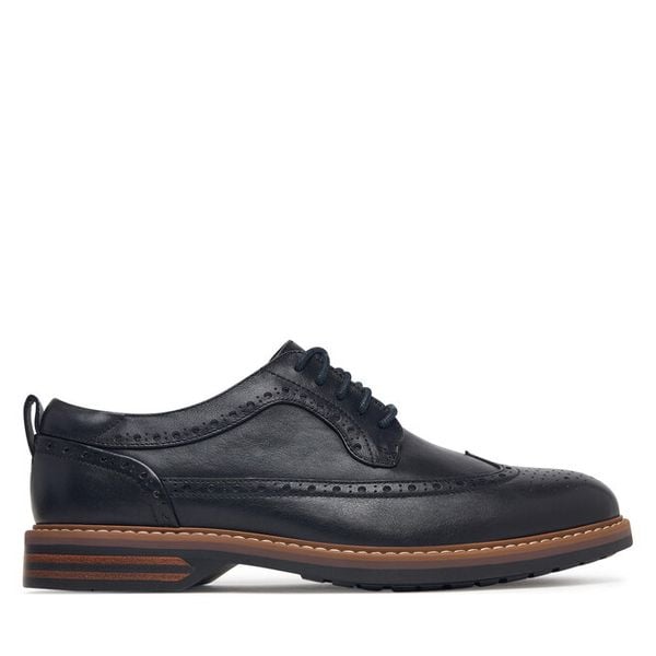 Półbuty Clarks. Niebieskie eleganckie półbuty Clarks, bez wzorów, bez obcasa, bez zapięcia. Za 479.99 zł.