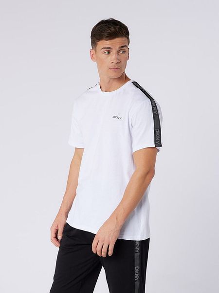 DKNY Koszulka w kolorze białym rozmiar: L. Białe bezrękawniki DKNY, l, bez wzorów, z bawełny, bez kołnierzyka, bez ramiączek. Za 74.46 zł.