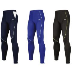 Legginsy premium Mizuno JPN. Niebieskie legginsy długie sportowe Mizuno, bez wzorów, do biegania. W wyprzedaży za 184.15 zł.