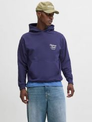 Jack & Jones Bluza "Jornorebro" w kolorze granatowym rozmiar: L. Niebieskie bluzy Jack & Jones, l, bez wzorów, z materiału, z kapturem. Za 145.26 zł.