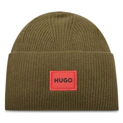 Czapka HUGO. Zielone czapki zimowe Hugo, bez wzorów. Za 299.99 zł.