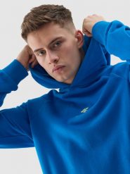 4F Bluza dresowa nierozpinana z kapturem z bawełny organicznej męska - kobaltowa S. Niebieskie bluzy 4F, l, bez wzorów, z bawełny, z kapturem. Za 189.99 zł.