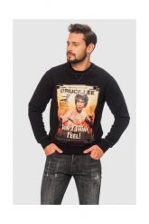 DSQUARED2 Czarna bluza męska z brucem lee, Rozmiar S. Czarne bluzy Dsquared2, m, bez wzorów, z bawełny, bez kaptura. W wyprzedaży za 699.99 zł.