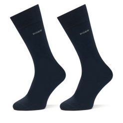 Zestaw 2 par wysokich skarpet męskich BOSS. Niebieskie skarpety Boss, bez wzorów. Za 109.99 zł.