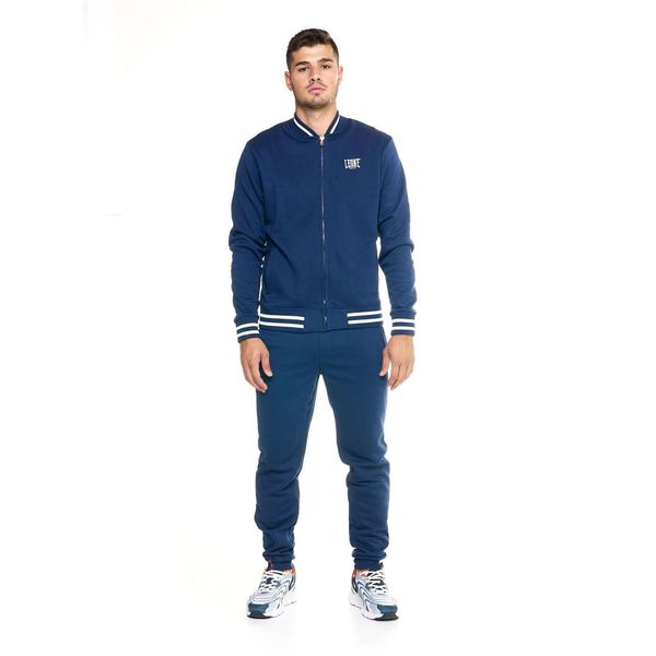 Męski dres lifestylowy z pełnym zamkiem. Niebieskie komplety dresowe LEONE 1947 APPAREL, l, bez wzorów, z dresówki, bez ramiączek. W wyprzedaży za 266.60 zł.