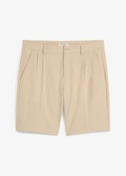 Bermudy chino z zakładkami poniżej talii, regular fit. Brązowe eleganckie spodnie bonprix, m, eleganckie. Za 44.99 zł.