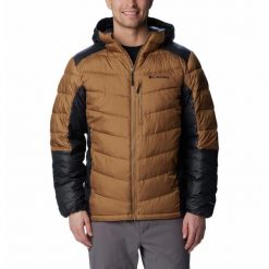 Kurtka Turystyczna Puchowa Męska Columbia Labyrinth Loop Hooded Jacket. Brązowe kurtki Columbia, m, bez wzorów, z puchu, bez kaptura. W wyprzedaży za 753.50 zł.