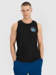 4F Tank top regular męski - czarny XXL. Czarne bezrękawniki 4F, m, bez wzorów, z bawełny, bez kołnierzyka, bez ramiączek. Za 49.99 zł.