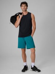 4F Spodenki treningowe szybkoschnące męskie - turkusowe XL. Niebieskie krótkie spodenki sportowe 4F, l, bez wzorów, z materiału. Za 99.99 zł.