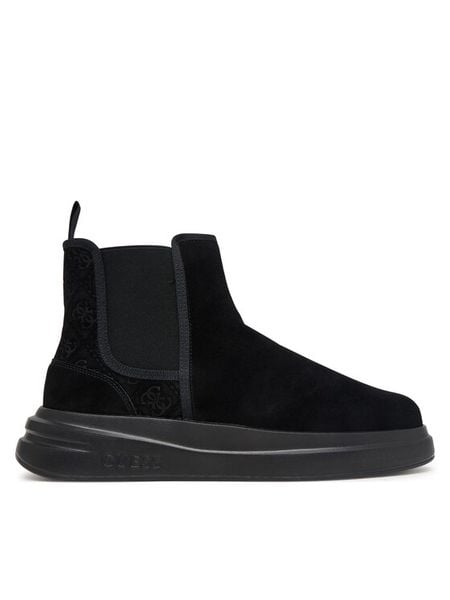 Guess Sztyblety FMFECT LEA10 Czarny. Czarne botki sznurowane Guess, z aplikacjami, bez obcasa, bez zapięcia. Za 674.99 zł.