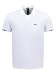 Hugo Boss Koszulka polo w kolorze białym rozmiar: S. Białe koszulki polo HUGO BOSS, s, bez wzorów, bez kołnierzyka, bez ramiączek. Za 295.99 zł.