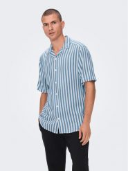 Only & Sons Koszula 22013267 Niebieski Regular Fit. Niebieskie koszule Only & Sons, l, bez wzorów, z wiskozy, bez kołnierzyka, bez ramiączek. Za 89.99 zł.