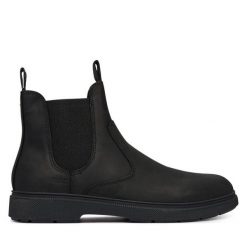 Sztyblety BOSS. Czarne botki sznurowane Boss, bez wzorów, bez obcasa, bez zapięcia. Za 799.99 zł.