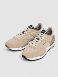 Pepe Jeans FOOTWEAR Skórzane buty w kolorze beżowym do biegania rozmiar: 43. Brązowe buty do biegania Pepe Jeans FOOTWEAR, bez wzorów, z jeansu, bez zapięcia, do biegania. Za 211.31 zł.
