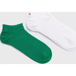 Tommy Hilfiger - Stopki. Zielone skarpety Tommy Hilfiger, bez wzorów, z bawełny. W wyprzedaży za 29.90 zł.