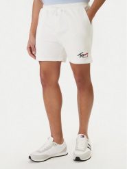 Tommy Jeans Szorty sportowe Signature DM0DM23017 Biały Regular Fit. Białe krótkie spodenki sportowe Tommy Jeans, m, bez wzorów, z bawełny. Za 249.99 zł.