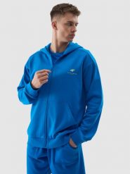 4F Bluza dresowa rozpinana z kapturem z bawełny organicznej męska - kobaltowa XL. Niebieskie bluzy 4F, l, bez wzorów, z bawełny, z kapturem. Za 189.99 zł.