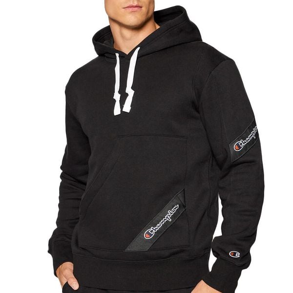 Bluza sportowa męska Champion Asymmetric Pocket Hoodie. Czarne bluzy z kapturem Champion, m, bez wzorów, z kapturem. Za 522.00 zł.