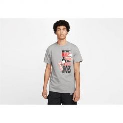 Koszulka sportowa męska Nike Air Jordan The Shoes Crew. Szare t-shirty sportowe Nike, bez wzorów, bez ramiączek. Za 244.00 zł.