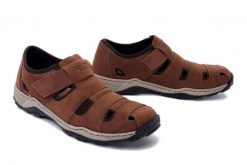RIEKER 08067-24 brown, półbuty letnie męskie. Brązowe eleganckie półbuty Rieker, bez wzorów, bez obcasa, bez zapięcia. Za 277.43 zł.