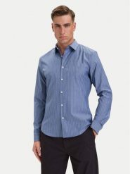 Calvin Klein Koszula LV04LH106G Niebieski Slim Fit. Niebieskie koszule CALVIN KLEIN, m, bez wzorów, z bawełny, bez kołnierzyka, bez ramiączek. Za 409.99 zł.