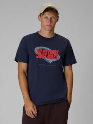 4F T-shirt regular z nadrukiem męski - granatowy XL. Niebieskie t-shirty 4F, m, bez wzorów, z bawełny, bez kołnierzyka, bez ramiączek. Za 69.99 zł.