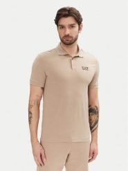 EA7 Emporio Armani Polo 8NPF14 PJVQZ U6155 Beżowy Regular Fit. Brązowe koszulki polo EA7 Emporio Armani, m, bez wzorów, z bawełny, bez kołnierzyka, bez ramiączek. Za 229.99 zł.