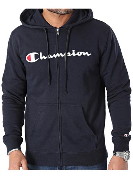 Bluza męska Champion Full Zip Hoodie. Czarne bluzy z kapturem Champion, m, bez wzorów, z bawełny, z kapturem. Za 275.00 zł.