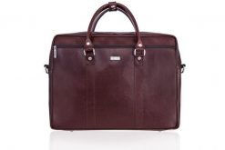 Skórzana torba męska na laptopa 17" Solier burgundowa. Czerwone torby na laptopa Solier. Za 495.00 zł.