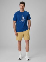 4F Spodenki dresowe męskie - beżowe M. Brązowe krótkie spodenki sportowe 4F, l, bez wzorów, z dresówki. Za 99.99 zł.