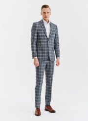 PAKO LORENTE – Szare spodnie garniturowe w kratę z wełną. Szare eleganckie spodnie Pako Lorente, z elastanu. Za 299.99 zł.