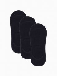 Skarpety męskie stopki 3-pak - czarne V2 OM-SOSS-0103 - one size. Czarne skarpety Ombre Clothing, bez wzorów, z bawełny. W wyprzedaży za 14.99 zł.