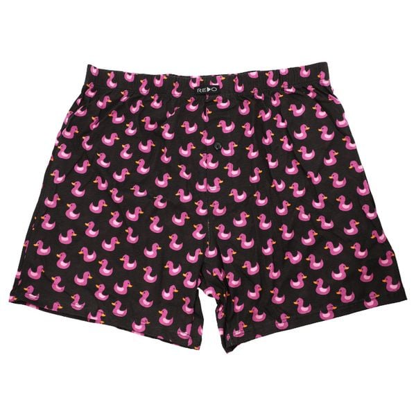 Bokserki męskie Redo, bawełniane w kaczki we wzorki elastyczne i wygodne, fioletowe, 1BB-151. Czarne bokserki Redo, m, bez wzorów, z bawełny. Za 27.90 zł.