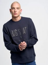 Bluza męska z nadrukiem granatowa Ecodort 403. Niebieskie bluzy BIG STAR, l, bez wzorów, z bawełny, bez kaptura. Za 199.99 zł.